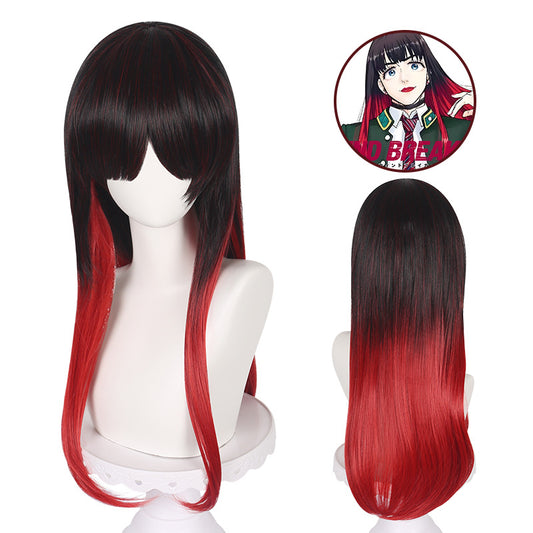 Lingqi windproof bell Winde Black COS Wig Black Red Long Straight COS Wig Factory Direct
