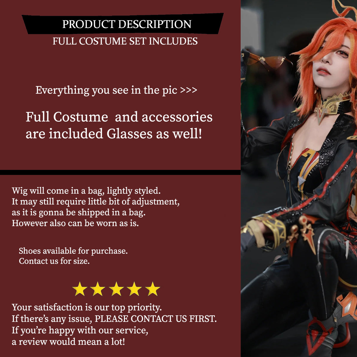 Genshin Mavuika  Spicy Hot Cosplay Costume Outfit, Anime Events, Character Outfit