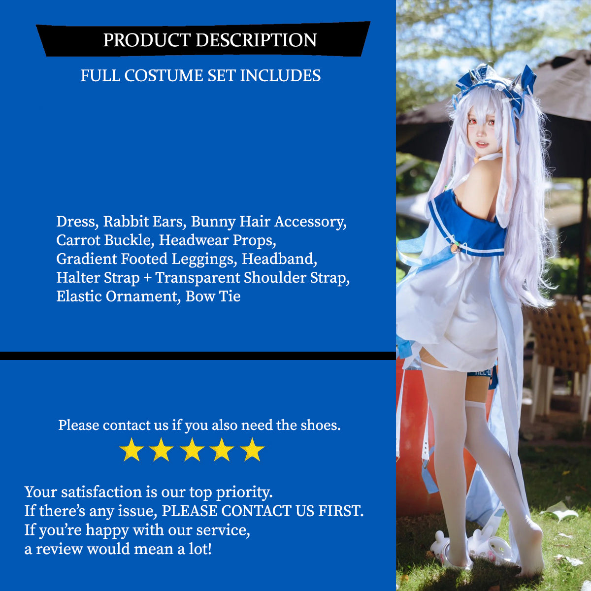 Bunny Laffey Azur-Lane Cosplay Costume Outfit, Anime Events, Character Outfit