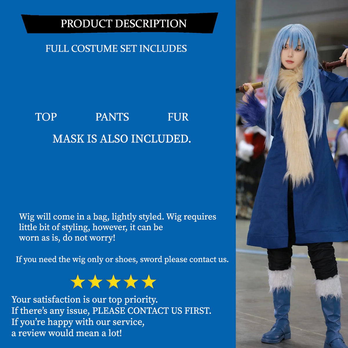 Rimuru Tempest Fur Jacket, Cosplay Costume Outfit, Anime Events, Character Outfit
