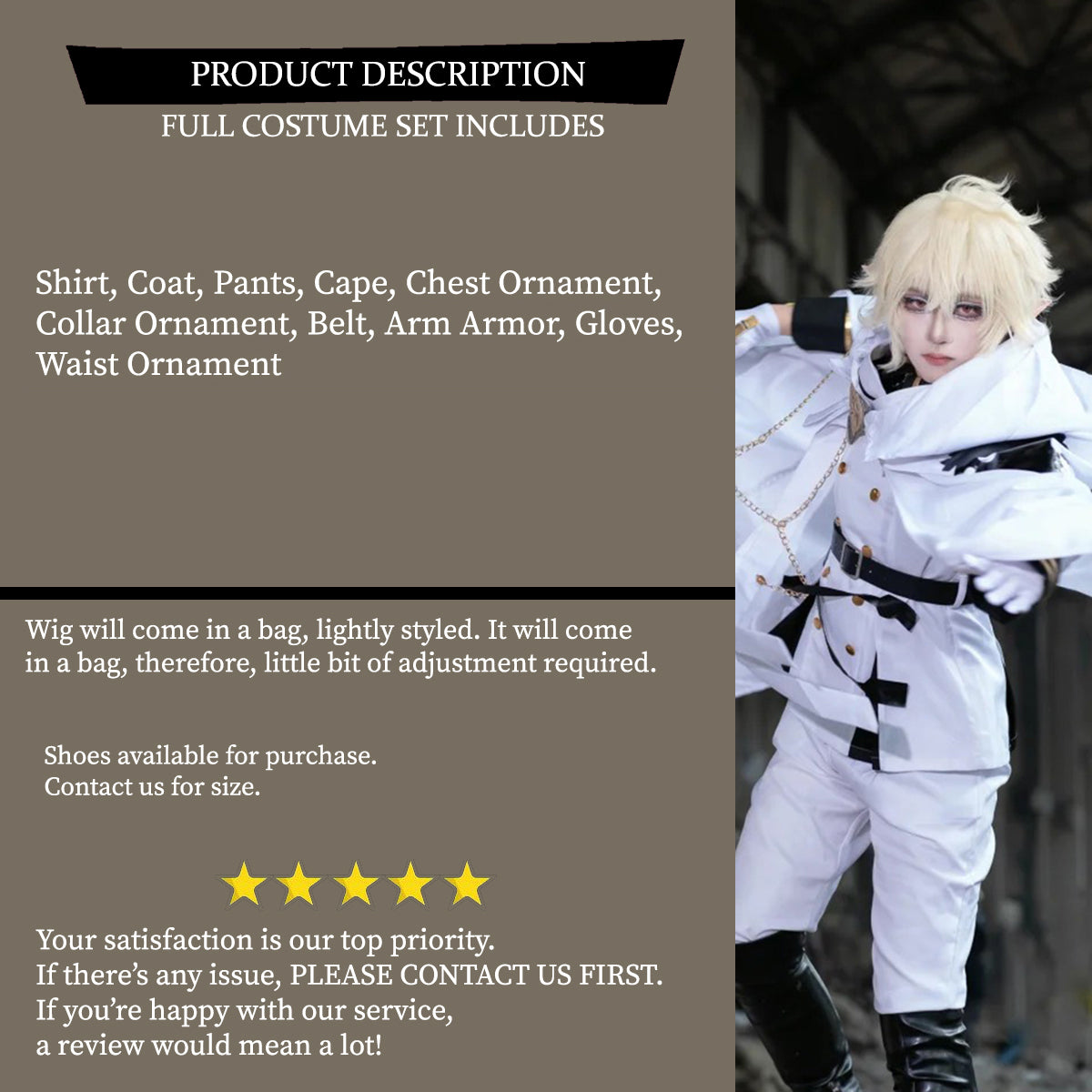 Mikaela Hyakuya Cosplay Costume Outfit, Anime Events, Character Outfit