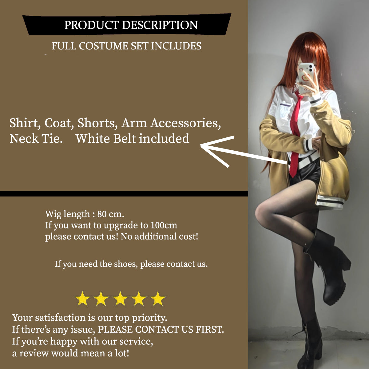 Kurisu Makise Cosplay Costume Outfit, Anime Events, Character Outfit