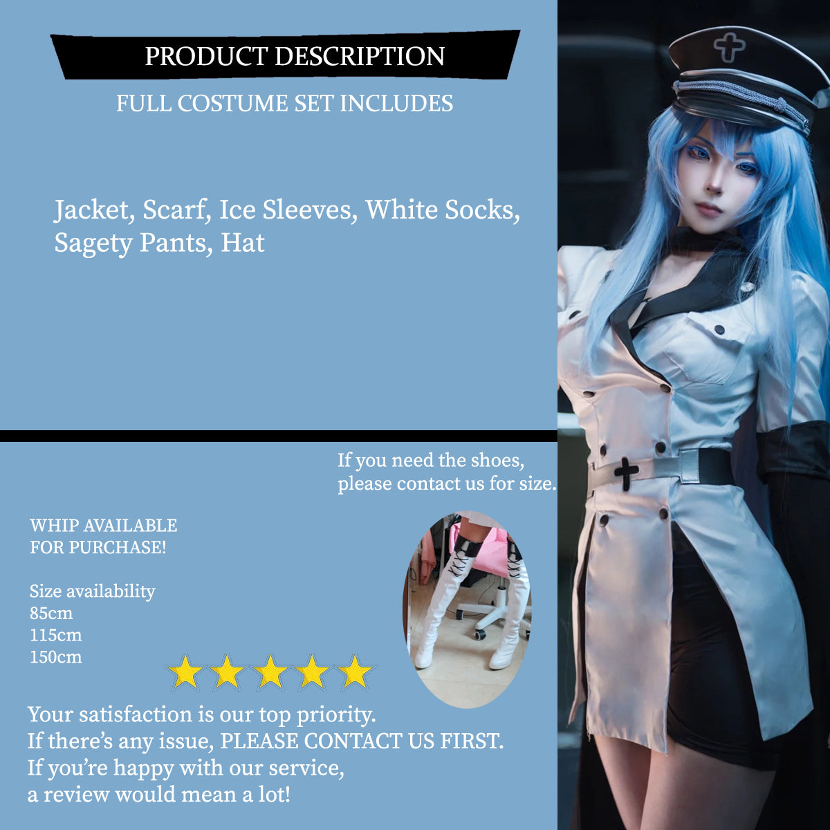 Esdeath Cosplay Costume Outfit, Anime Events, Character Outfit