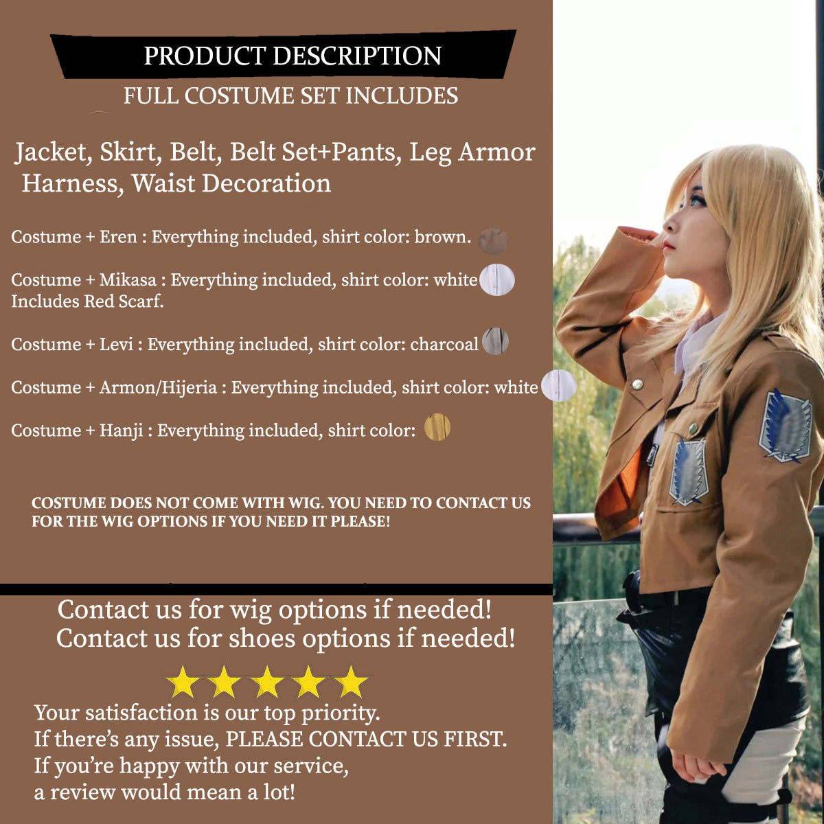 AoT Survey Corps Mikasa Levi Hange Eren Armin, Cosplay Costume Outfit, Anime Events, Character Outfit