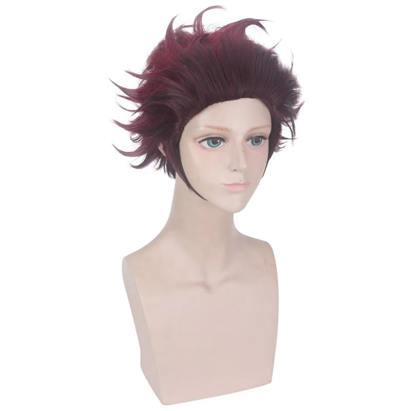 Anime wig cosplay Demon Slayer Blade Tanjiro Kamado back-tilted gradient melange cos wig