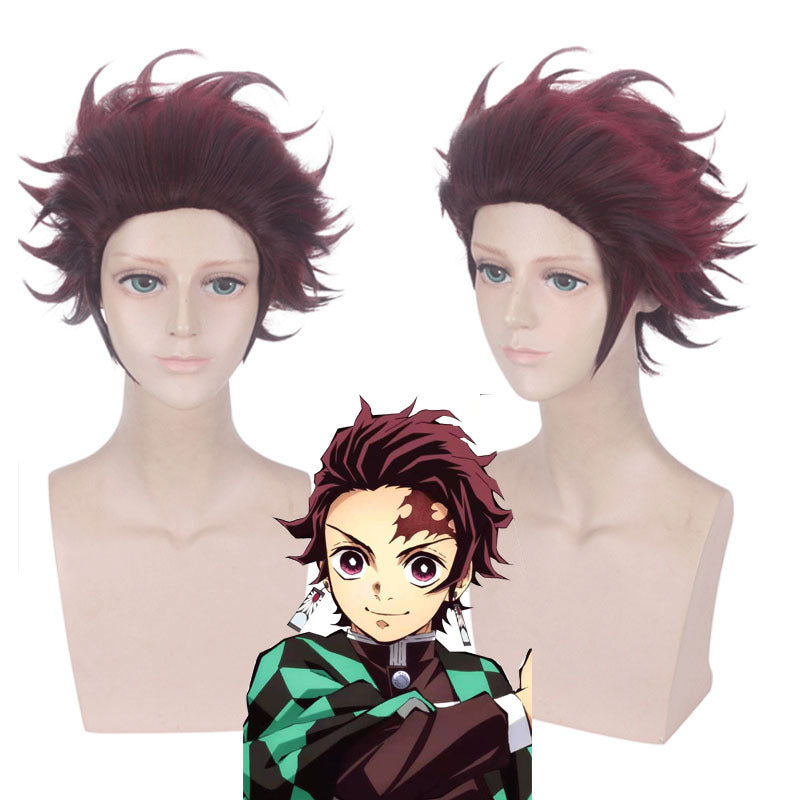 Anime wig cosplay Demon Slayer Blade Tanjiro Kamado back-tilted gradient melange cos wig