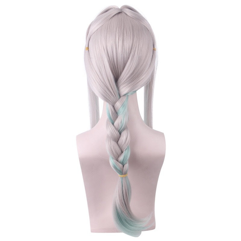 Earthbound boy Hanako-kun Baxun Ningning Silver gray micro curly gradient green long hair cos anime fake found goods