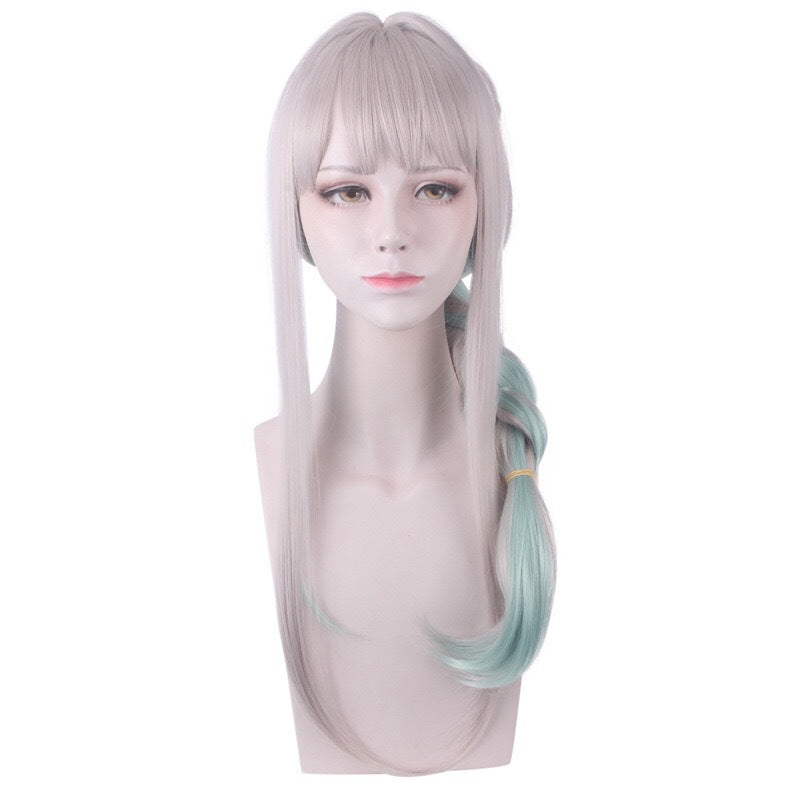 Earthbound boy Hanako-kun Baxun Ningning Silver gray micro curly gradient green long hair cos anime fake found goods