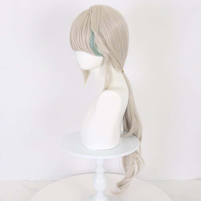 Lingqi Genshin Impact Lynette cos wig side braids long hair highlight dye imitation scalp factory direct sales
