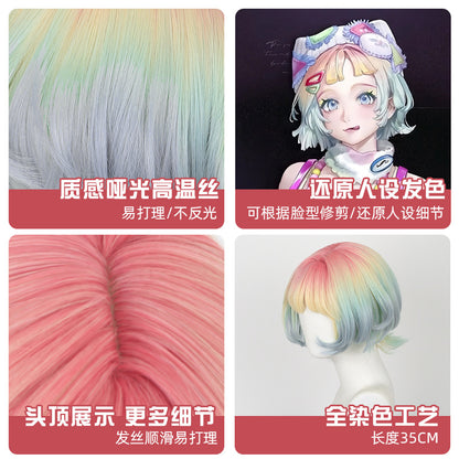 Ling Qi Infinite Lost Coffee COS Wig Simulated scalp top buckle shape gradient color fake found