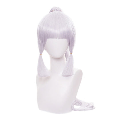 Genshin Impact Anime Kamisato Ayaka cos wig tiger mouth clip ponytail styling anime cos fake hair No need to trim the model
