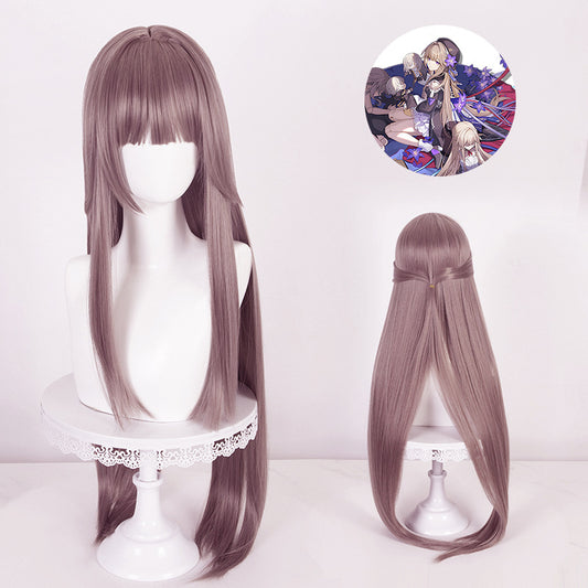 Lingqi Honkai Star Dome Railway Black Tower Cos Wig Artificial Scalp Gray Purple Long Straight Hair [Spot]