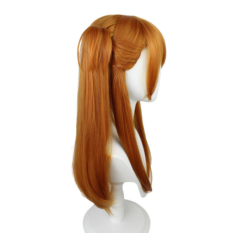 Eva New Century Evangelion Wig Invention Rixiang cos wig cross-border orange double ponytail tiger mouth clip wig
