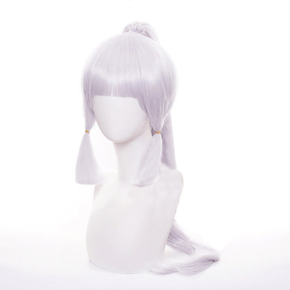 Genshin Impact Anime Kamisato Ayaka cos wig tiger mouth clip ponytail styling anime cos fake hair No need to trim the model