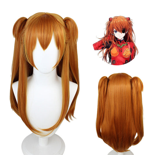 Eva New Century Evangelion Wig Invention Rixiang cos wig cross-border orange double ponytail tiger mouth clip wig