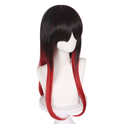 Lingqi windproof bell Winde Black COS Wig Black Red Long Straight COS Wig Factory Direct
