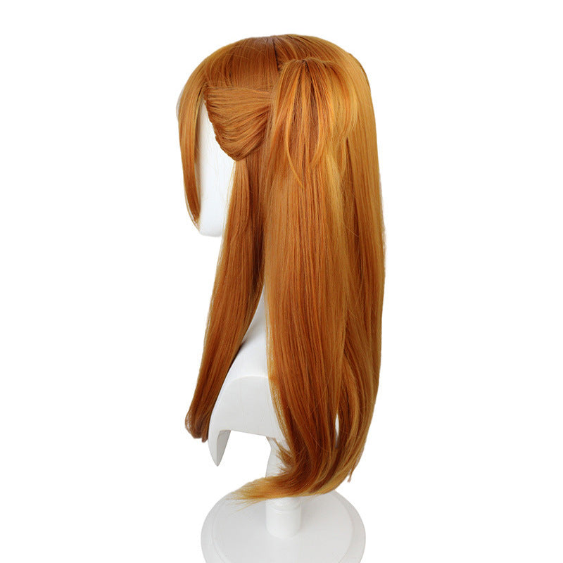 Eva New Century Evangelion Wig Invention Rixiang cos wig cross-border orange double ponytail tiger mouth clip wig