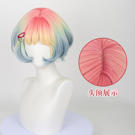 Ling Qi Infinite Lost Coffee COS Wig Simulated scalp top buckle shape gradient color fake found