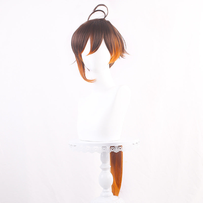 Ling Qi Genshin Zhongli cos wig God Rock Lord Master of the Hall of Death Mixed gradient braids