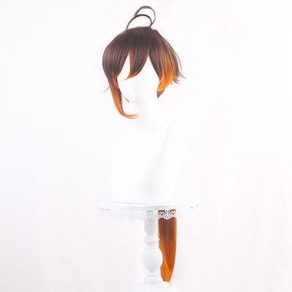 Ling Qi Genshin Zhongli cos wig God Rock Lord Master of the Hall of Death Mixed gradient braids