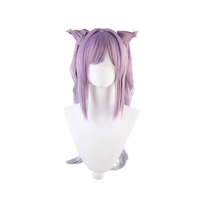 Genshin Impact Thunder Ni Fast Rain Keqing Wig Anime Game Keqing Cos Wig Double Ponytail Gradient Cat Ear Shape