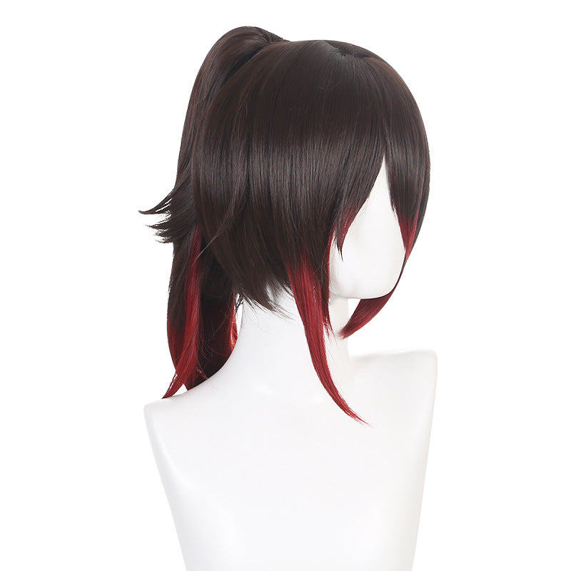 Ling Qi Honkai Star Dome Railway Cloud Stop Cos Wig Gradient Single Ponytail Tiger Mouth Clip Cosplay Wig