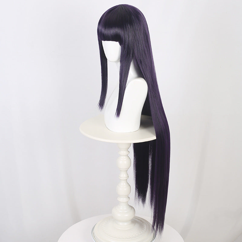 Ling Qi Naruto Hinata Hinata cos wig female dark blue costume long straight hair wind spread Hinata