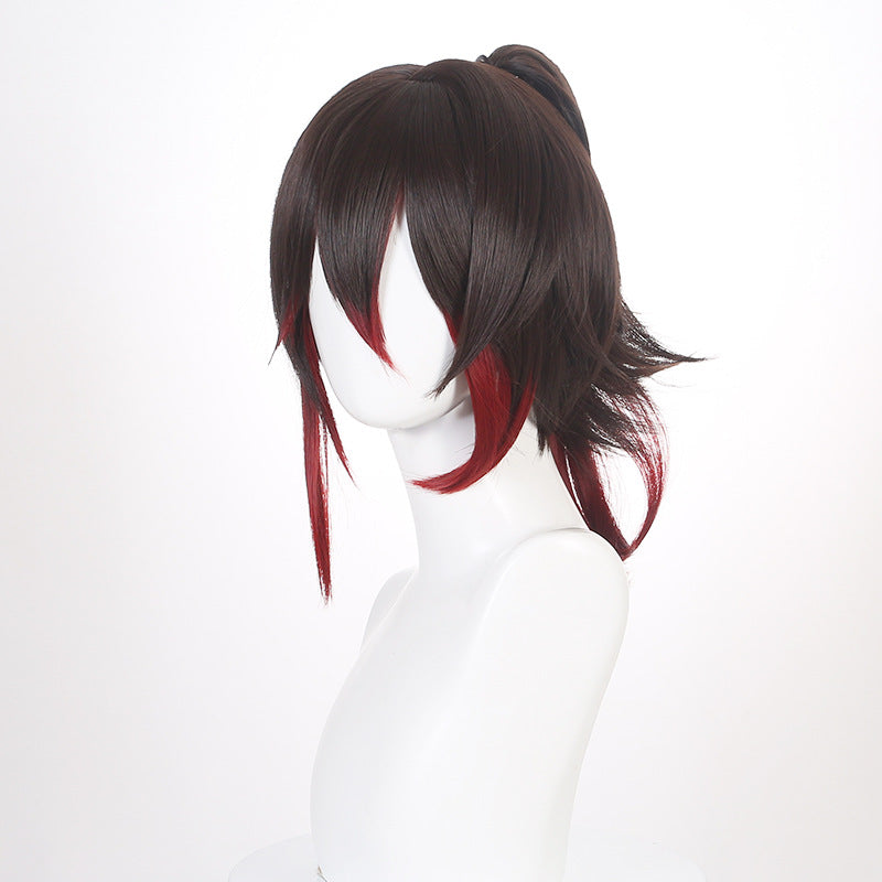 Ling Qi Honkai Star Dome Railway Cloud Stop Cos Wig Gradient Single Ponytail Tiger Mouth Clip Cosplay Wig