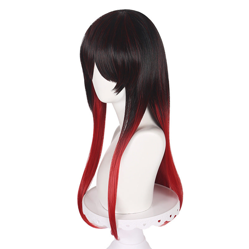 Lingqi windproof bell Winde Black COS Wig Black Red Long Straight COS Wig Factory Direct