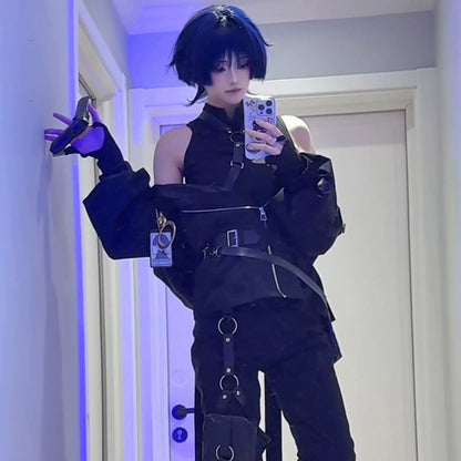 Secret Service Scaramouche Genshin Impact Cosplay Costume Outfit Anime Expo Con Halloween
