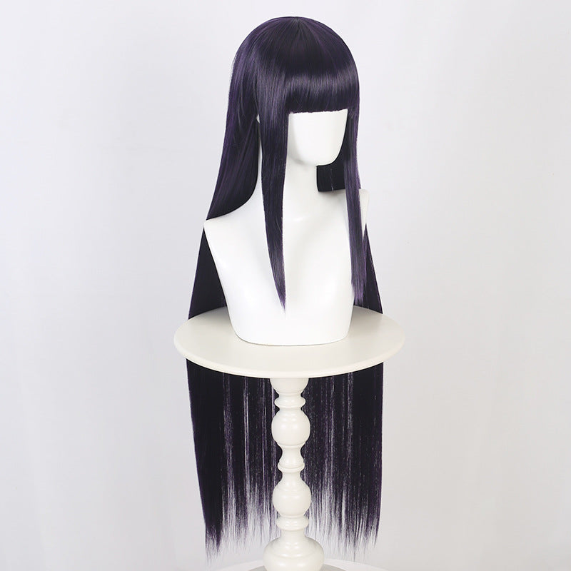 Ling Qi Naruto Hinata Hinata cos wig female dark blue costume long straight hair wind spread Hinata