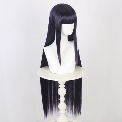 Ling Qi Naruto Hinata Hinata cos wig female dark blue costume long straight hair wind spread Hinata