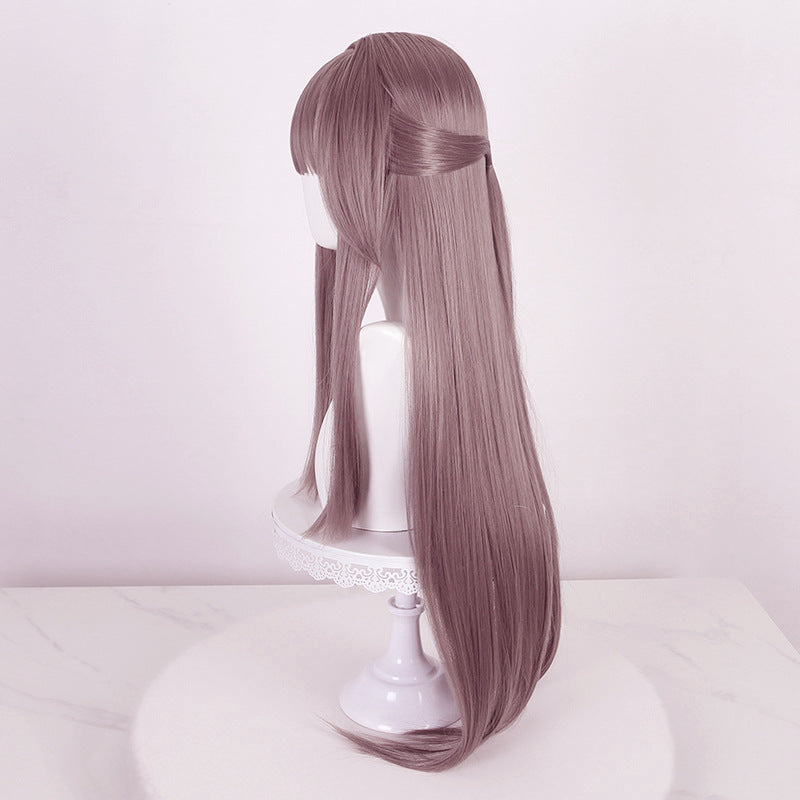 Lingqi Honkai Star Dome Railway Black Tower Cos Wig Artificial Scalp Gray Purple Long Straight Hair [Spot]