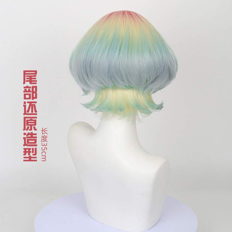 Ling Qi Infinite Lost Coffee COS Wig Simulated scalp top buckle shape gradient color fake found