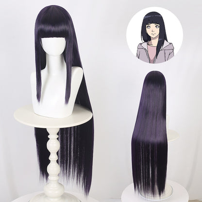 Ling Qi Naruto Hinata Hinata cos wig female dark blue costume long straight hair wind spread Hinata