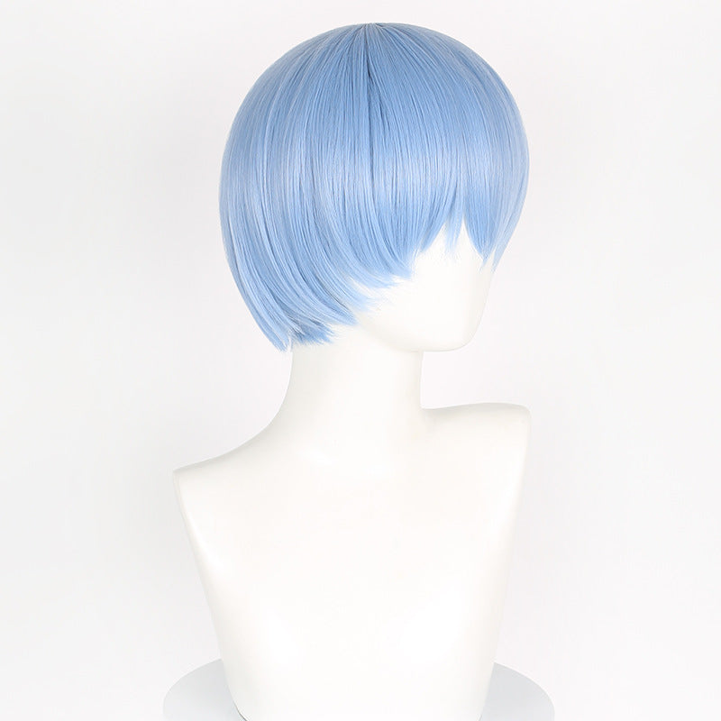 Lingqi Buried Frilyn Simmel Light Blue Broken Bangs Short Hair Cos Wig Factory Direct