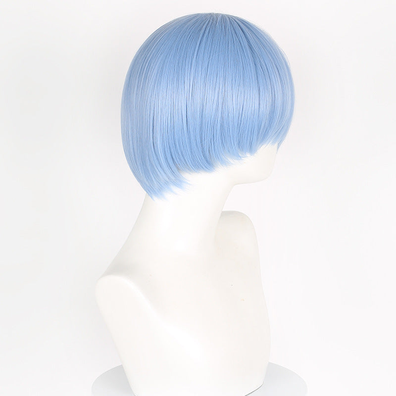 Lingqi Buried Frilyn Simmel Light Blue Broken Bangs Short Hair Cos Wig Factory Direct