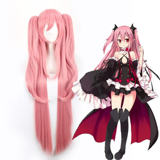 Lingqi wig ends the seraph cosplay kruluce pesci queen smoke pink tiger mouth clip wig