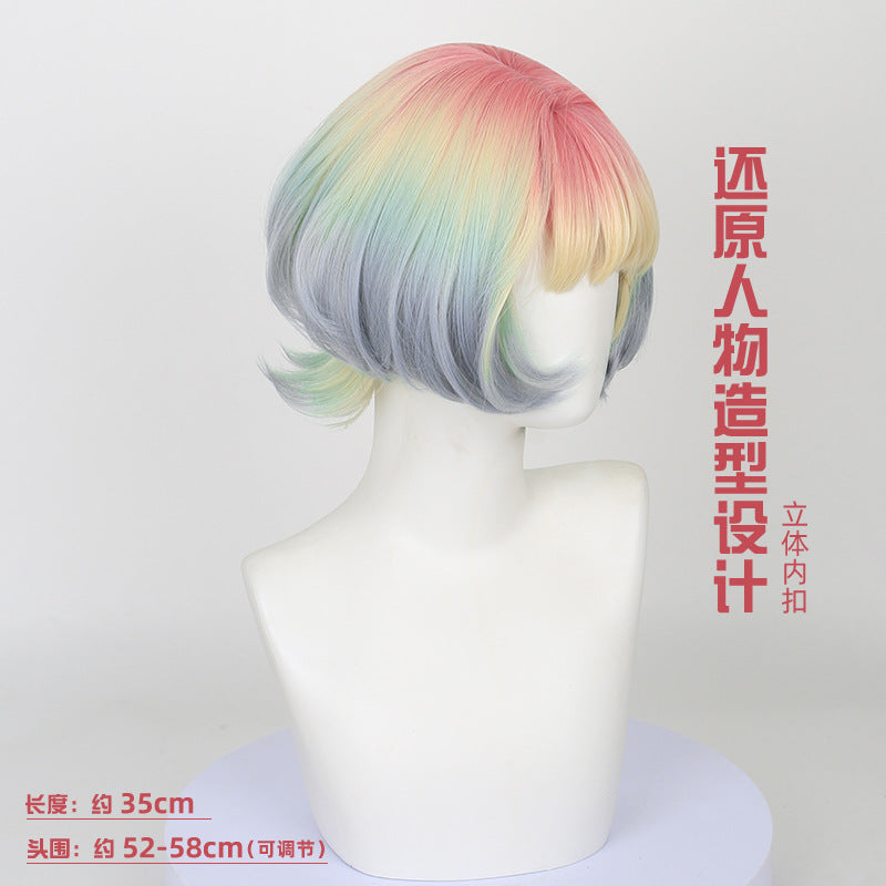 Ling Qi Infinite Lost Coffee COS Wig Simulated scalp top buckle shape gradient color fake found