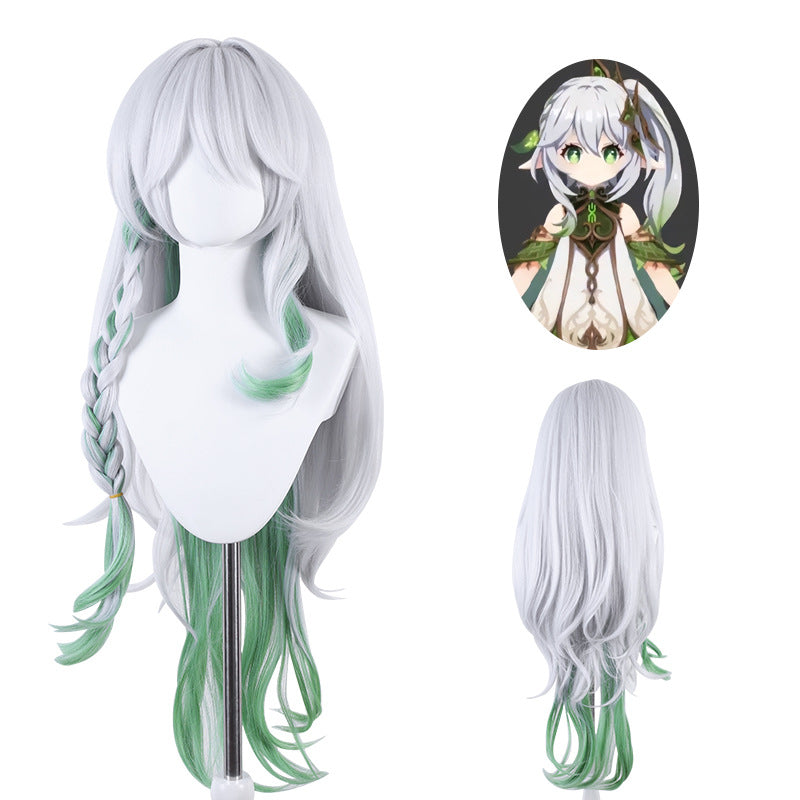 Lingqi Genshin Daci Tree King cos wig grass god silicone simulation scalp big curly hair highlights
