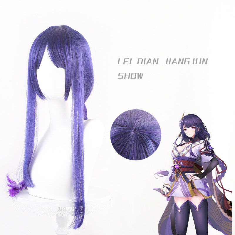 Genshin Wig Genshin Thunder General Wig Cos Silicone Simulation Scalp Wig Anime Twist Braids Wholesale