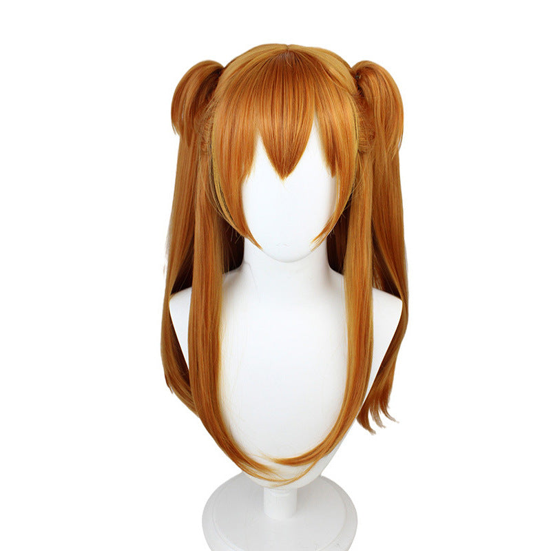 Eva New Century Evangelion Wig Invention Rixiang cos wig cross-border orange double ponytail tiger mouth clip wig