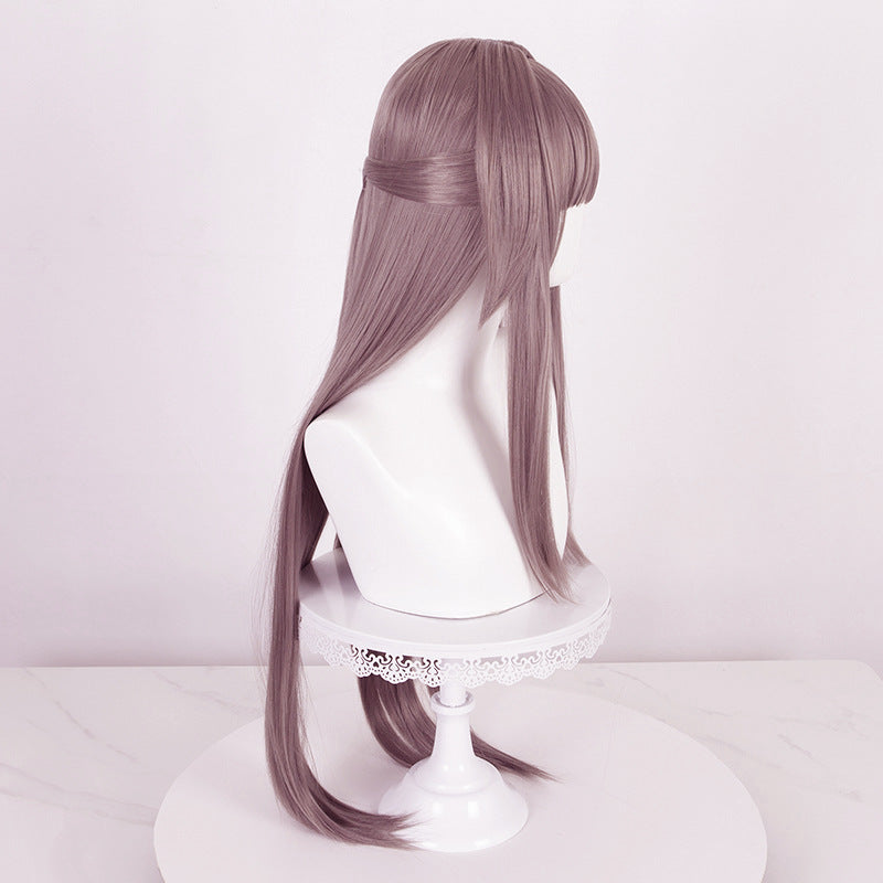 Lingqi Honkai Star Dome Railway Black Tower Cos Wig Artificial Scalp Gray Purple Long Straight Hair [Spot]