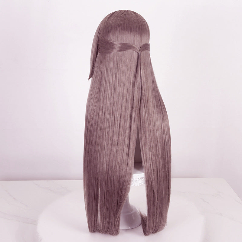 Lingqi Honkai Star Dome Railway Black Tower Cos Wig Artificial Scalp Gray Purple Long Straight Hair [Spot]