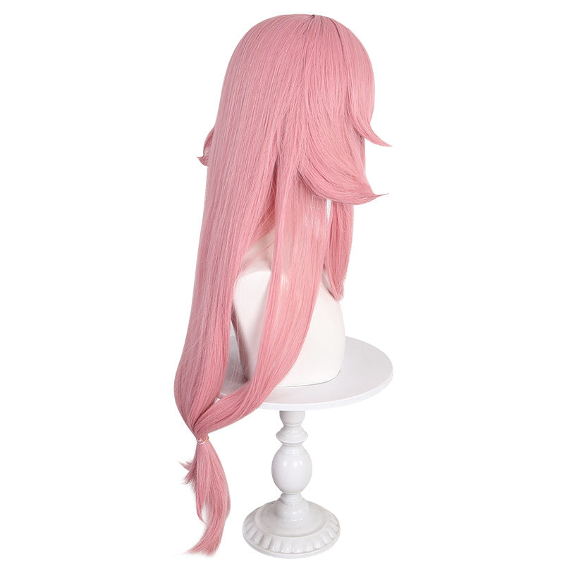 Genshin Impact Yae Miko cos wig Miss Inazuma Castle Fox Pink reverse shape fake fur in stock
