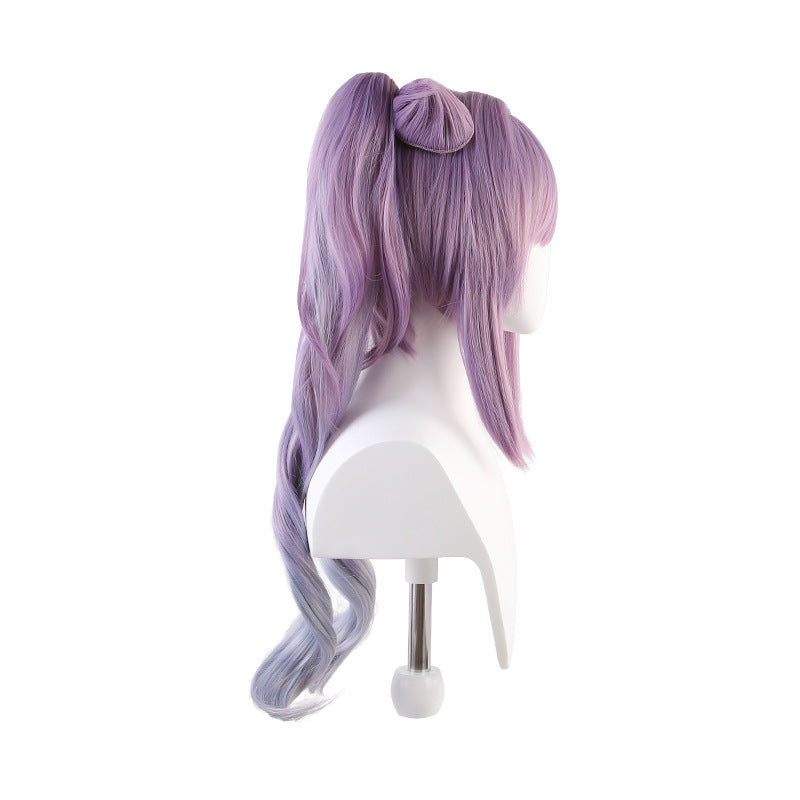 Genshin Impact Thunder Ni Fast Rain Keqing Wig Anime Game Keqing Cos Wig Double Ponytail Gradient Cat Ear Shape