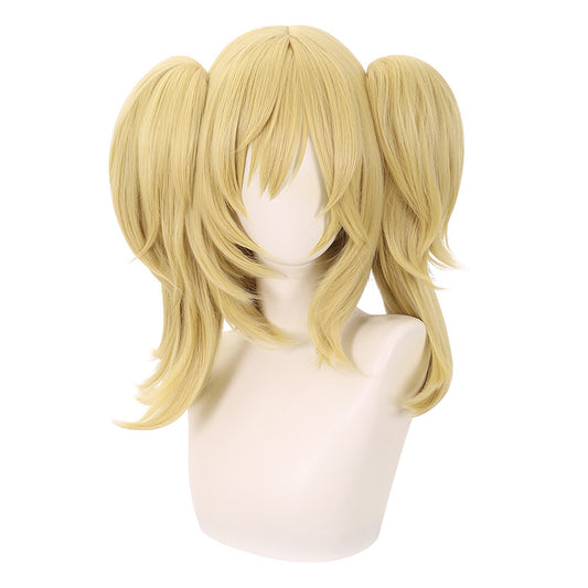 Lingqi Absolute Zone Zero Bernice White COS Wig Card Double Ponytail Split Tiger Mouth Clip Artificial Scalp Top