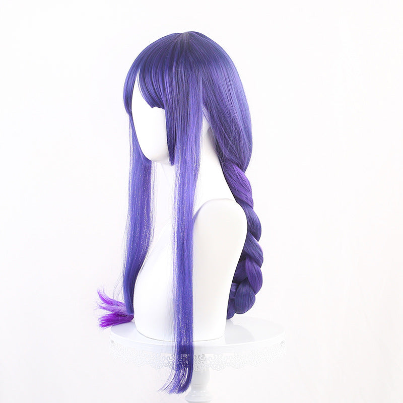 Genshin Wig Genshin Thunder General Wig Cos Silicone Simulation Scalp Wig Anime Twist Braids Wholesale