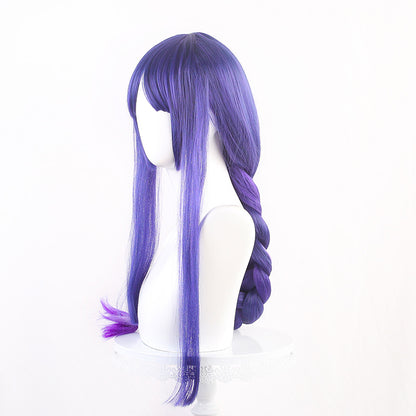 Genshin Wig Genshin Thunder General Wig Cos Silicone Simulation Scalp Wig Anime Twist Braids Wholesale