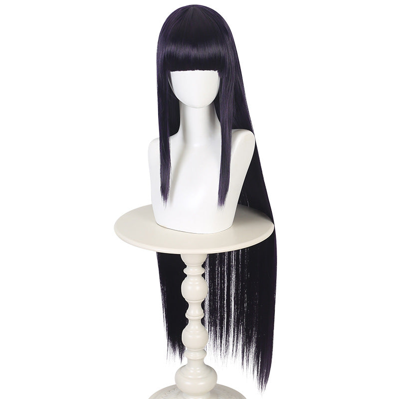 Ling Qi Naruto Hinata Hinata cos wig female dark blue costume long straight hair wind spread Hinata